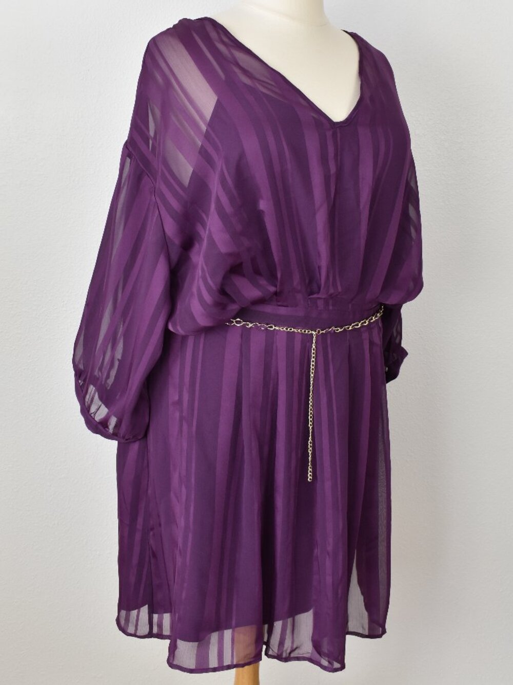 Ashley Stewart Stripe Chain Belt Dress NEW - 26 - Picture 7 of 10